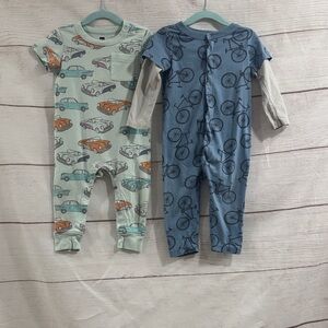 Bundle 2 pcs Toddler Kids Car, Bicycle Print Pajamas Tea Collection 12-18 month